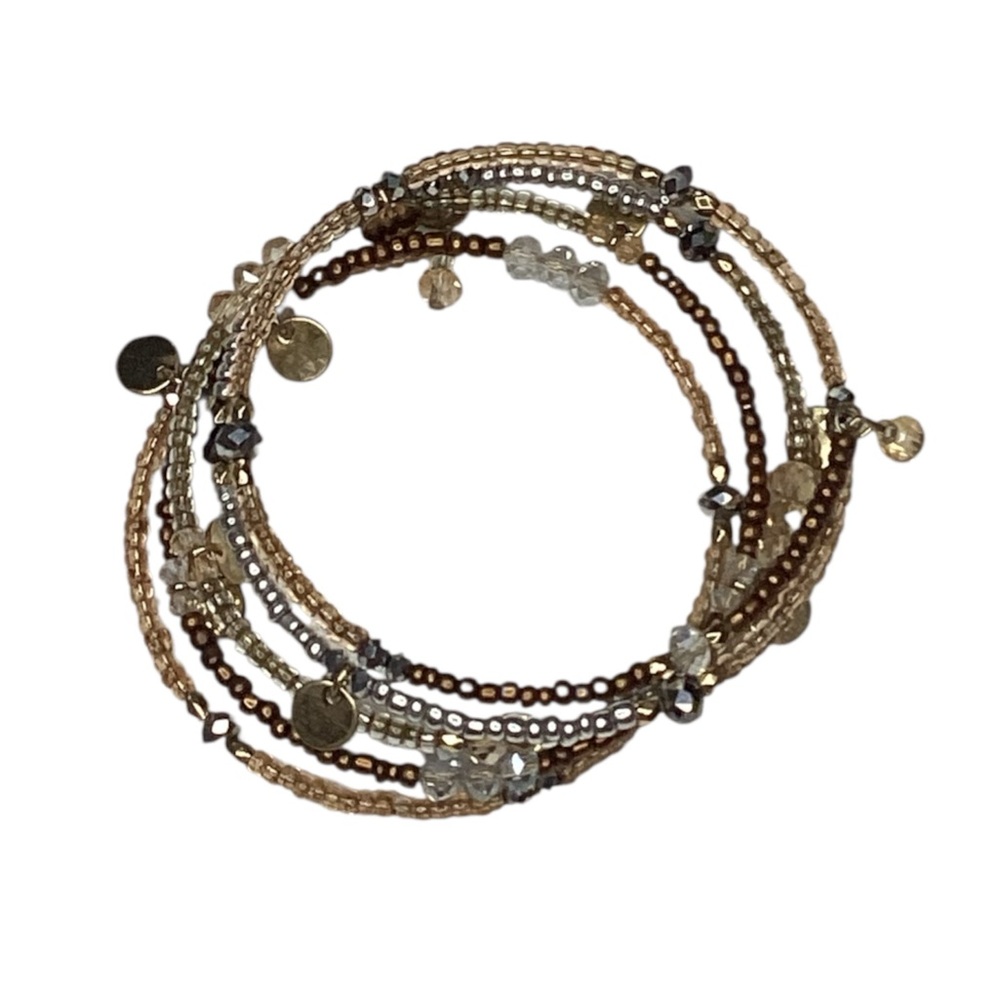 Chic Beaded Bracelet with Gold and Brown Accents